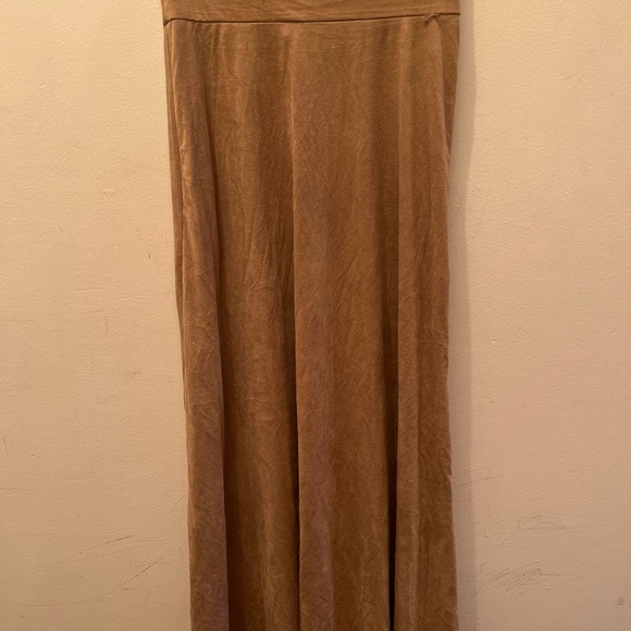 Love Nation High Waist Maxi Tan Faux Suede Skirt - Picture 2 of 2